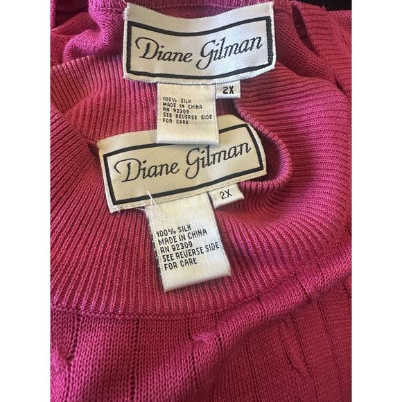 Diane Gilman Silk Cable Knit Sleeveless Top & Button Cardigan Set Plus Size 2X - Picture 10 of 16